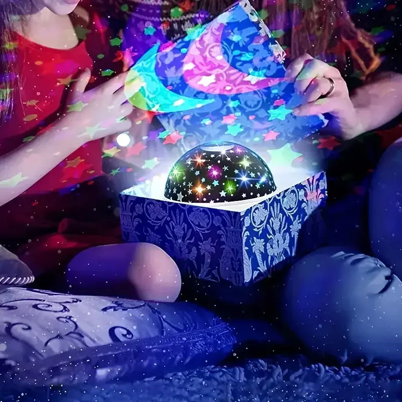 USB powered starry night light projector with moon and stars -360 ° rotatable, 9 color modes