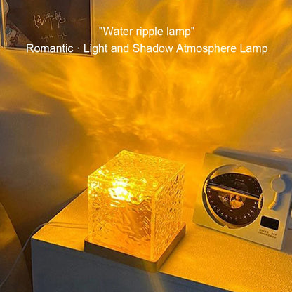 Rotating Water Ripple Small Night Lamp 16 Colors Water Ripple Cube Night Light Remote Control for Bedside Birthday Holiday Gift
