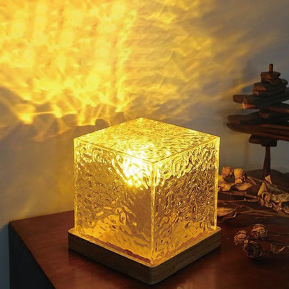 Rotating Water Ripple Small Night Lamp 16 Colors Water Ripple Cube Night Light Remote Control for Bedside Birthday Holiday Gift