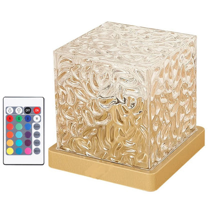 Rotating Water Ripple Small Night Lamp 16 Colors Water Ripple Cube Night Light Remote Control for Bedside Birthday Holiday Gift