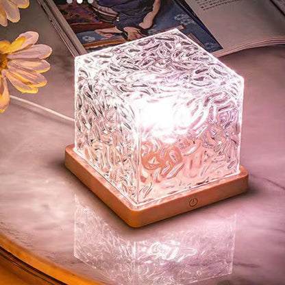 Rotating Water Ripple Small Night Lamp 16 Colors Water Ripple Cube Night Light Remote Control for Bedside Birthday Holiday Gift