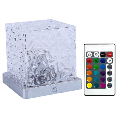 Rotating Water Ripple Small Night Lamp 16 Colors Water Ripple Cube Night Light Remote Control for Bedside Birthday Holiday Gift